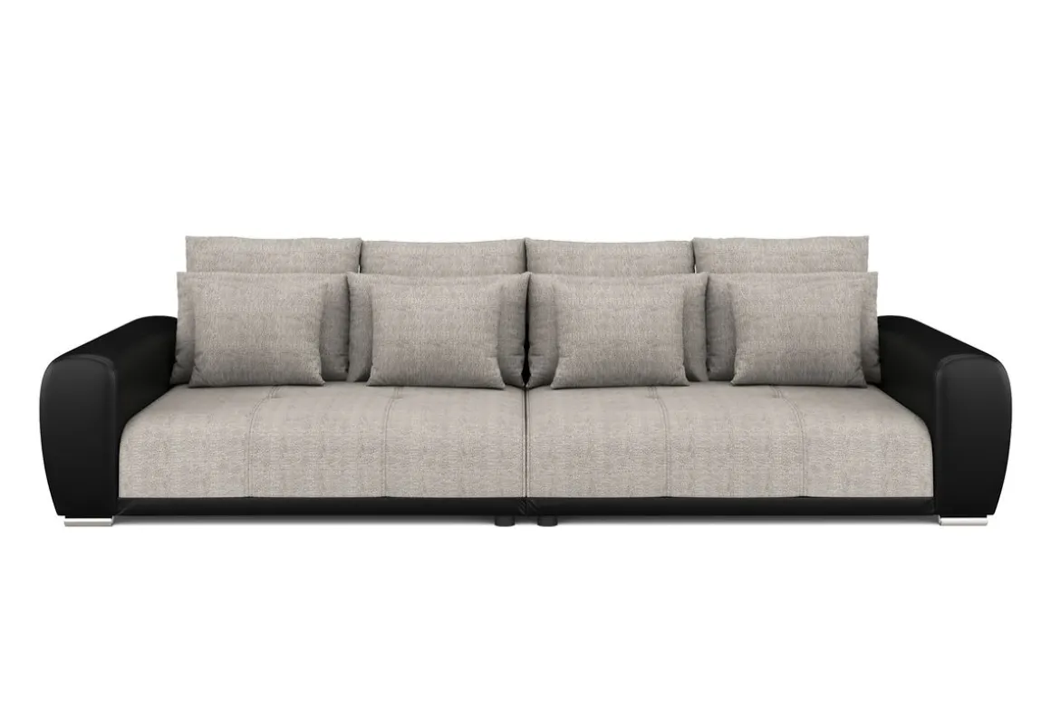 Sofa Leder SAM grau/schwarz