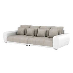 Sofa Leder SAM grau/weiss