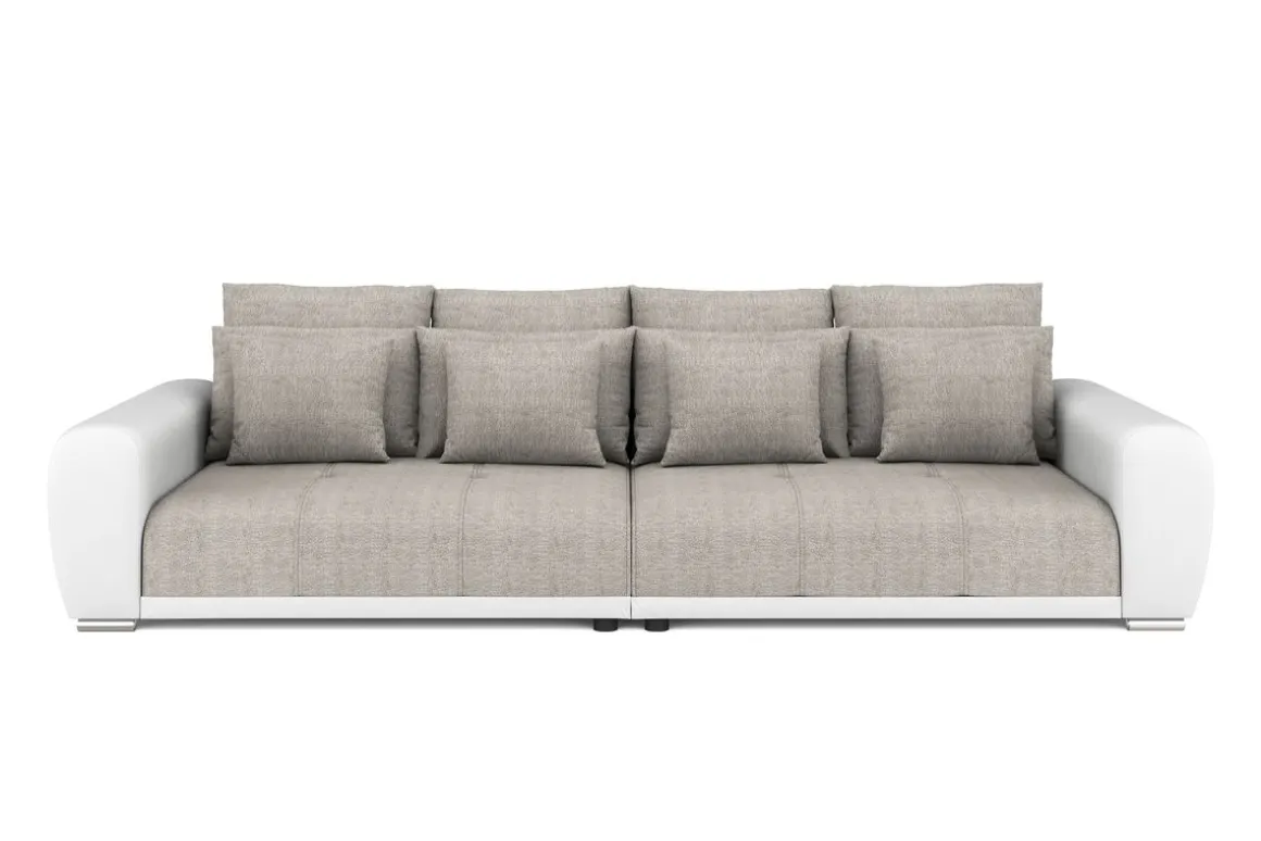 Sofa Leder SAM grau/weiss