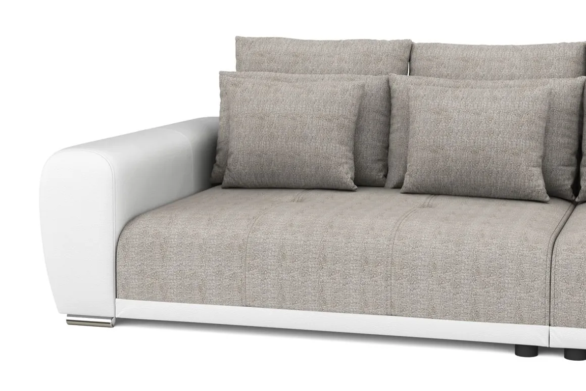 Sofa Leder SAM grau/weiss