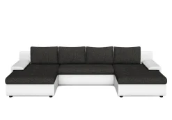 Sofa mit Schlaffunktion CARLOS II U-Form anthrazit/weiss