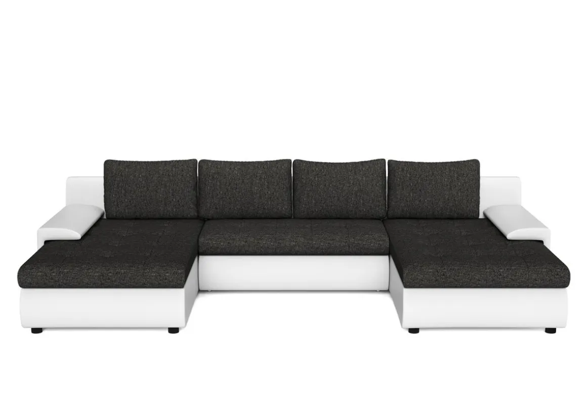 Sofa mit Schlaffunktion CARLOS II U-Form anthrazit/weiss