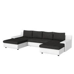 Sofa mit Schlaffunktion CARLOS II U-Form anthrazit/weiss