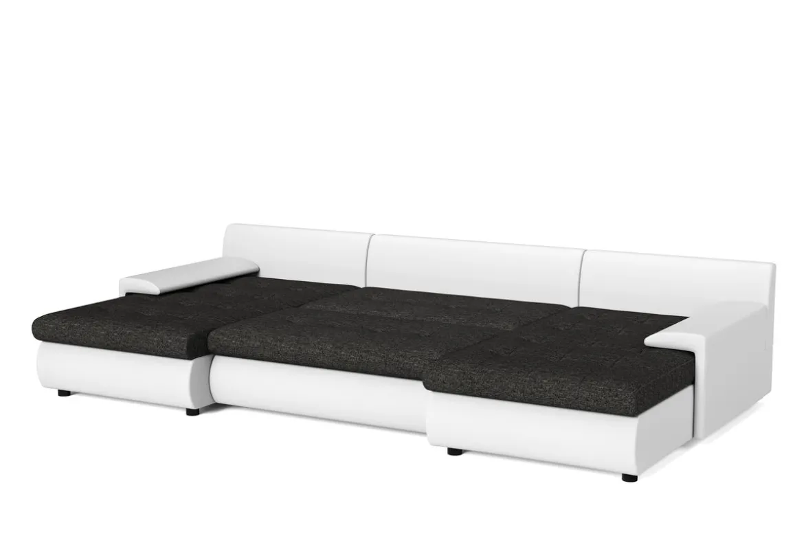 Sofa mit Schlaffunktion CARLOS II U-Form anthrazit/weiss