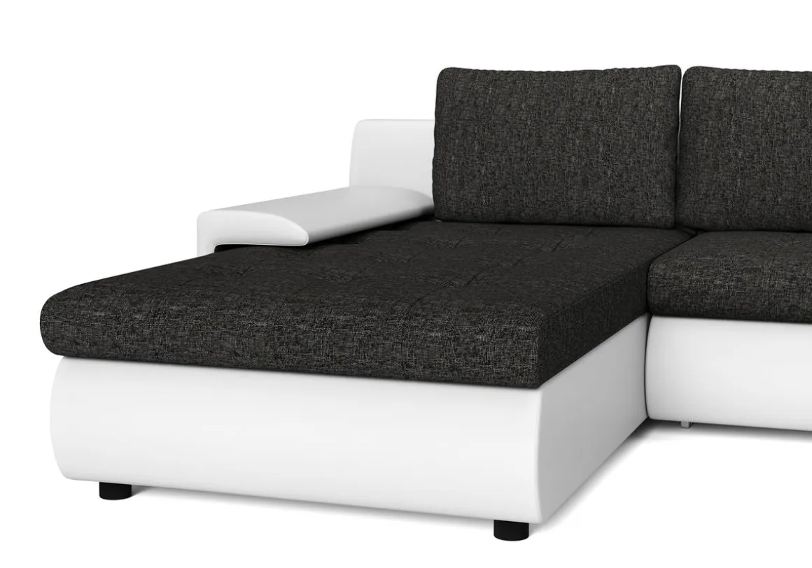 Sofa mit Schlaffunktion CARLOS II U-Form anthrazit/weiss