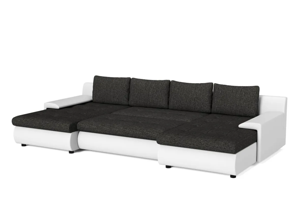 Sofa mit Schlaffunktion CARLOS II U-Form anthrazit/weiss