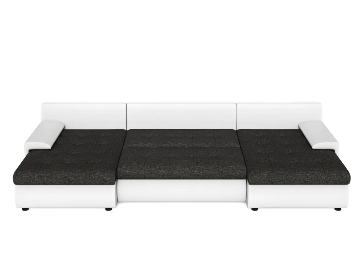 Sofa mit Schlaffunktion CARLOS II U-Form anthrazit/weiss