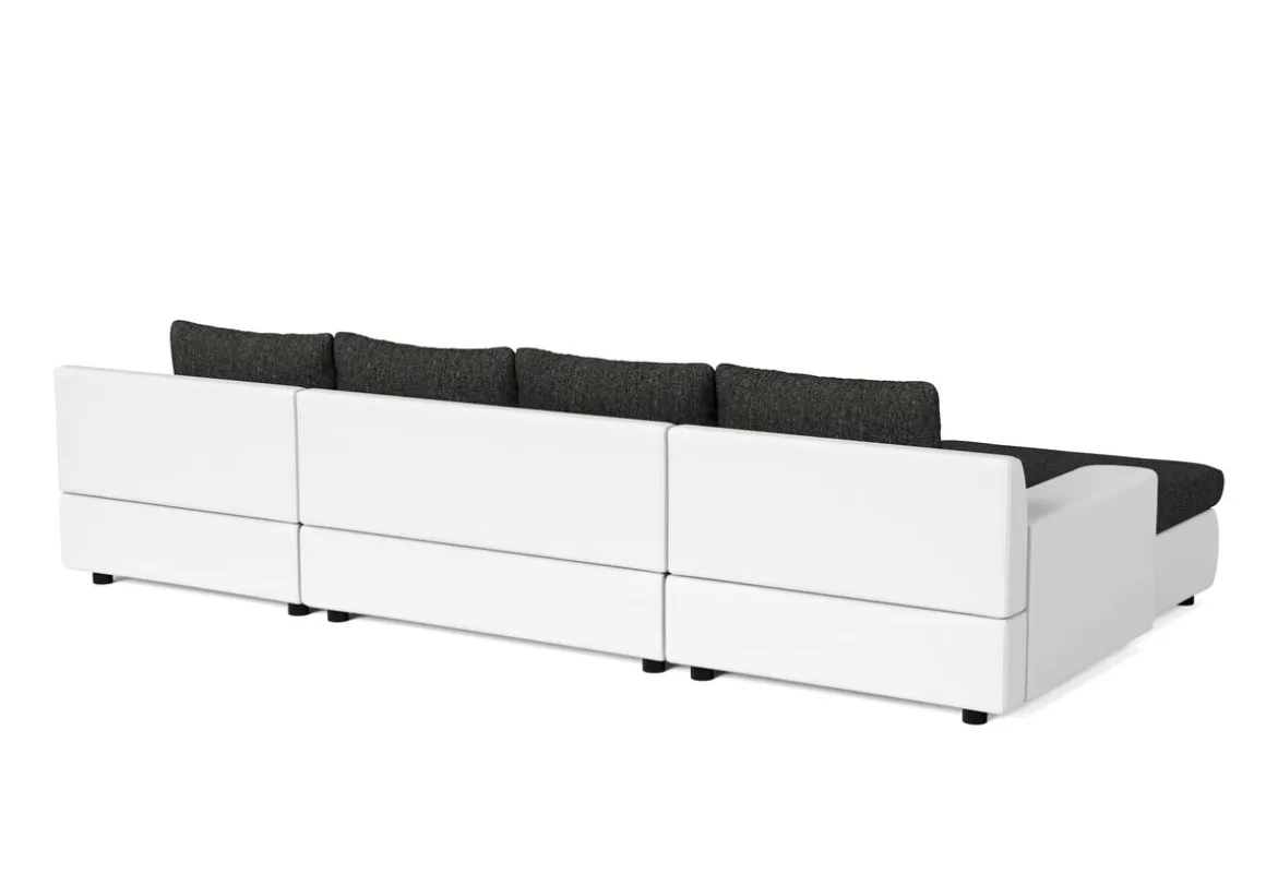 Sofa mit Schlaffunktion CARLOS II U-Form anthrazit/weiss