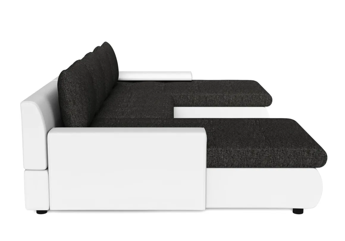 Sofa mit Schlaffunktion CARLOS II U-Form anthrazit/weiss
