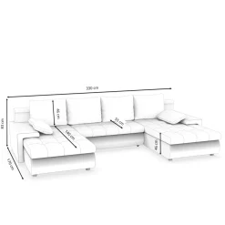 Sofa mit Schlaffunktion CARLOS II U-Form anthrazit/weiss