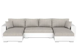 Sofa mit Schlaffunktion EROS U-Form grau/weiss