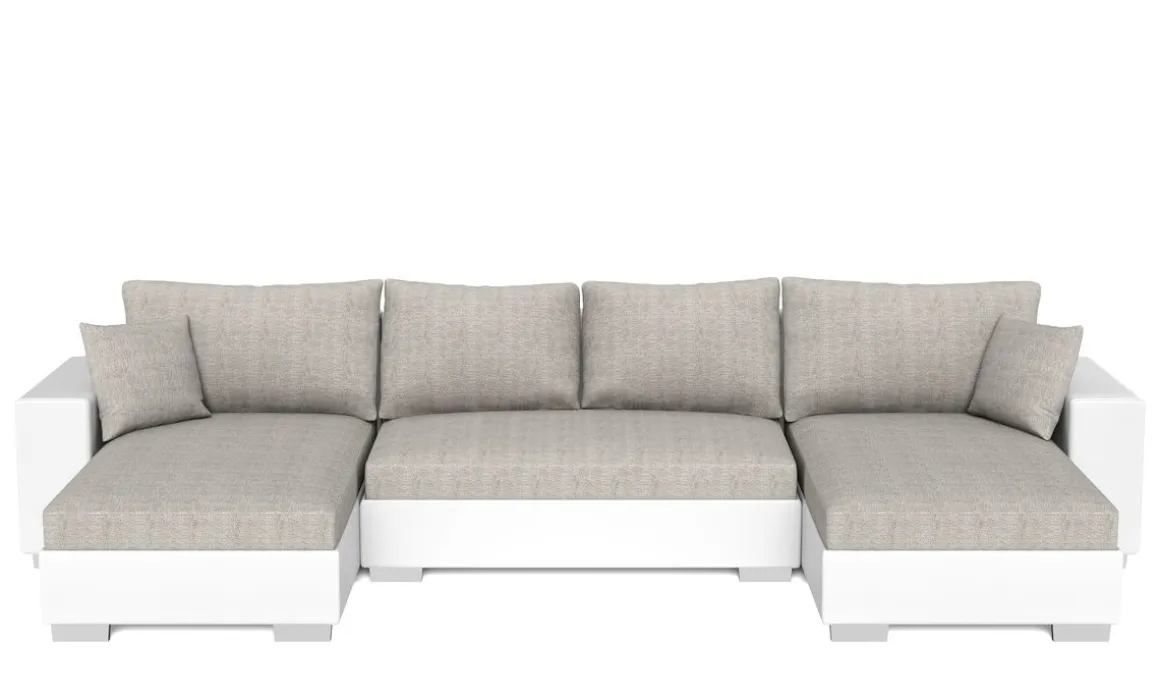Sofa mit Schlaffunktion EROS U-Form grau/weiss