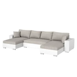 Sofa mit Schlaffunktion EROS U-Form grau/weiss