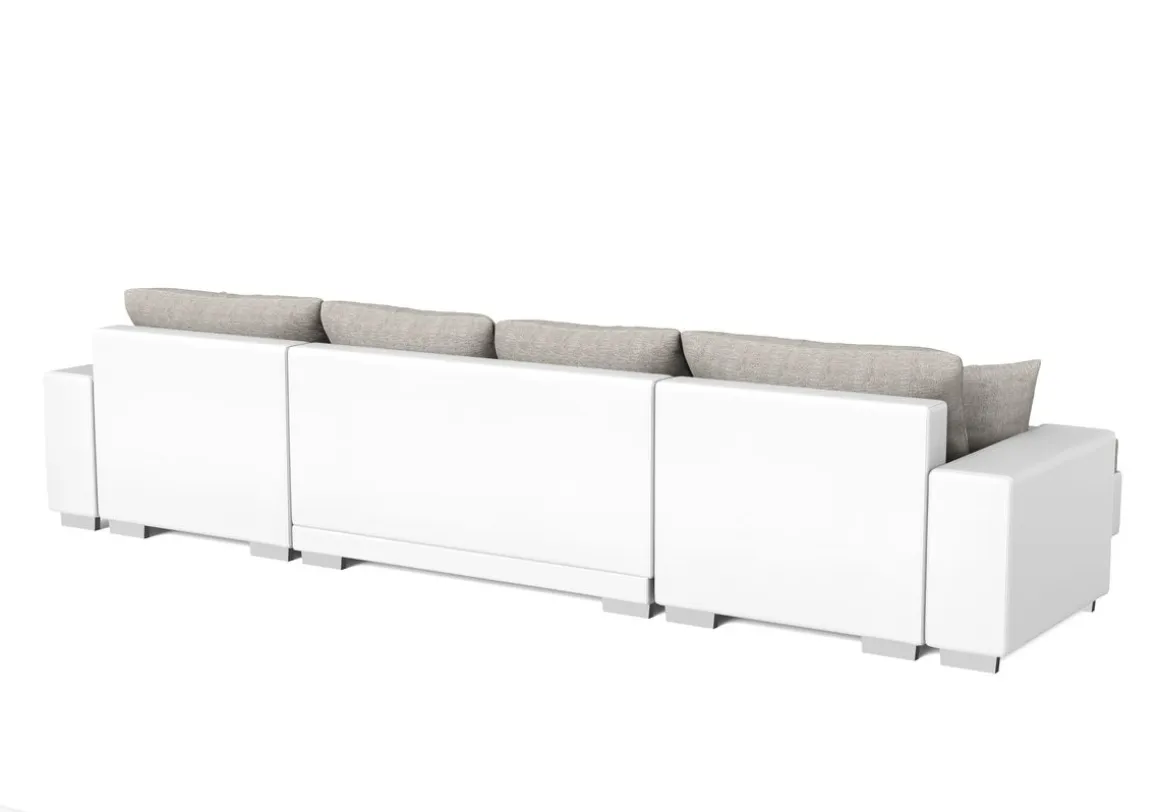Sofa mit Schlaffunktion EROS U-Form grau/weiss