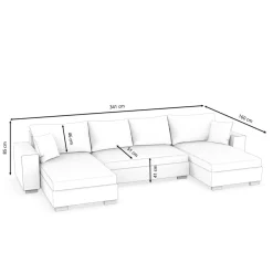 Sofa mit Schlaffunktion EROS U-Form grau/weiss