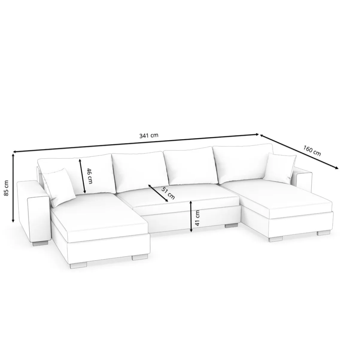 Sofa mit Schlaffunktion EROS U-Form grau/weiss