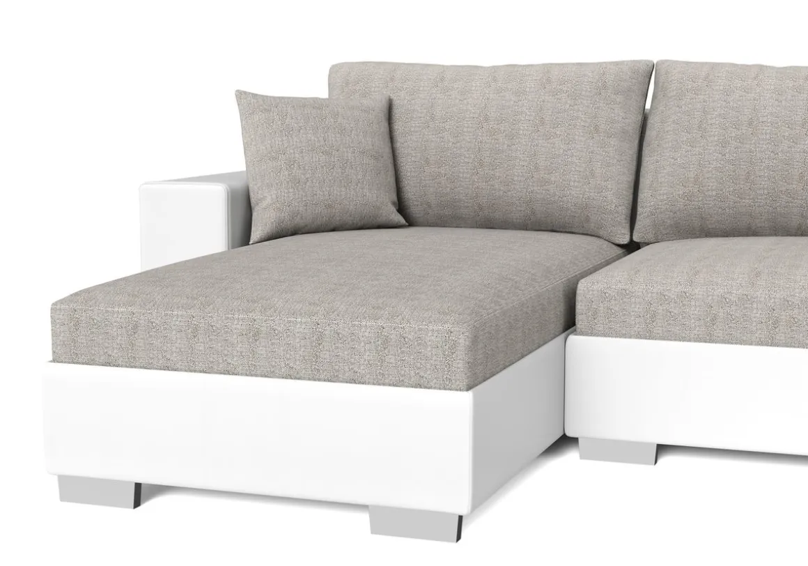 Sofa mit Schlaffunktion EROS U-Form grau/weiss