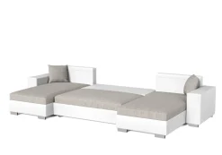 Sofa mit Schlaffunktion EROS U-Form grau/weiss