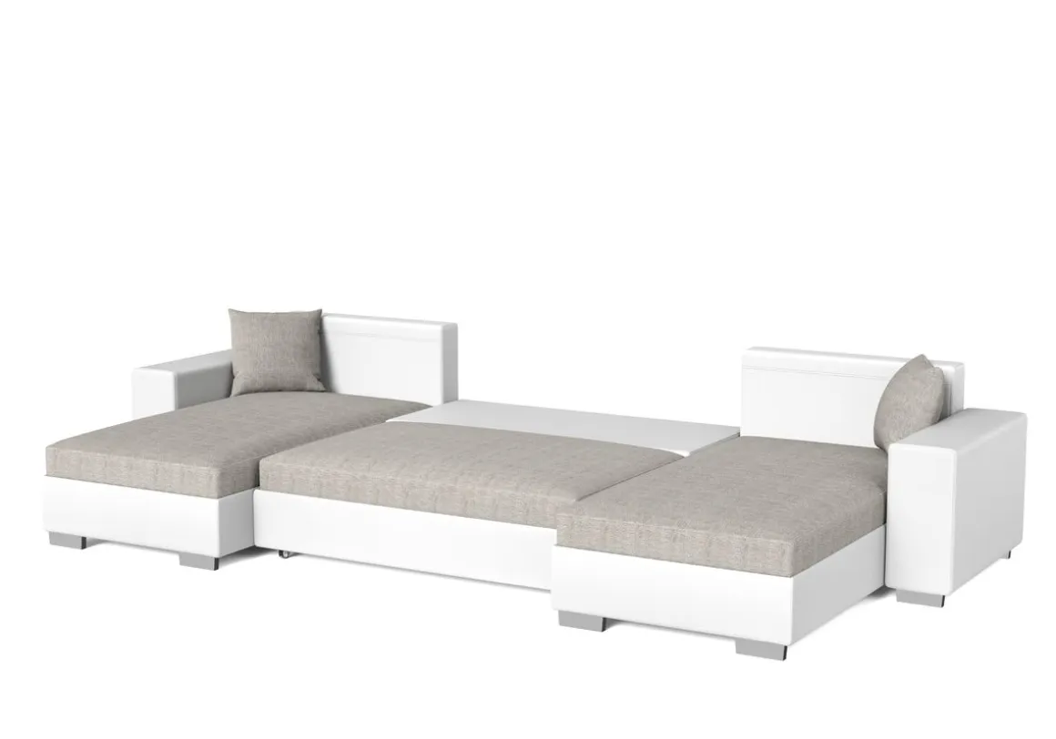 Sofa mit Schlaffunktion EROS U-Form grau/weiss
