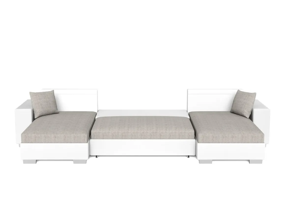 Sofa mit Schlaffunktion EROS U-Form grau/weiss