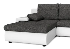 Sofa mit Schlaffunktion LANCONI U-Form schwarz/weiss