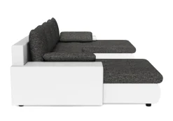 Sofa mit Schlaffunktion LANCONI U-Form schwarz/weiss
