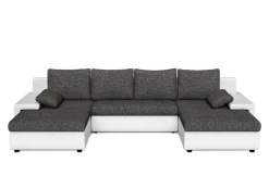 Sofa mit Schlaffunktion LANCONI U-Form schwarz/weiss