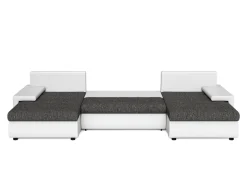 Sofa mit Schlaffunktion LANCONI U-Form schwarz/weiss