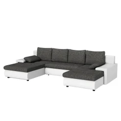 Sofa mit Schlaffunktion LANCONI U-Form schwarz/weiss