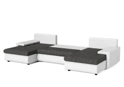 Sofa mit Schlaffunktion LANCONI U-Form schwarz/weiss