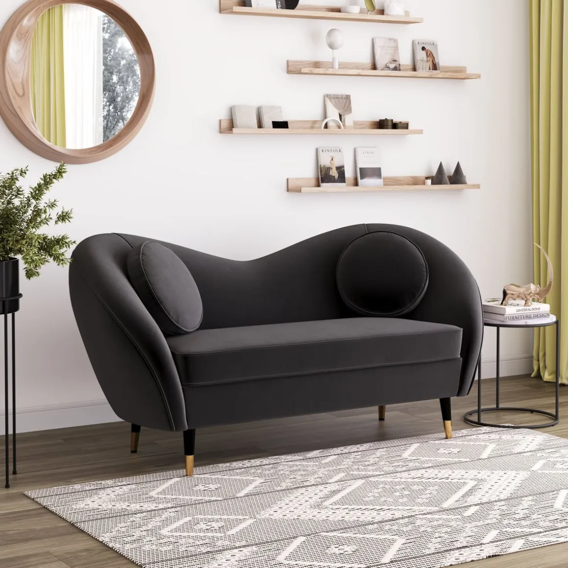 Sofa Samt DAPHNE 2-Sitzer anthrazit