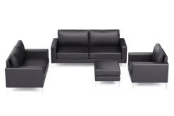 Sofa Set Leder LEX schwarz