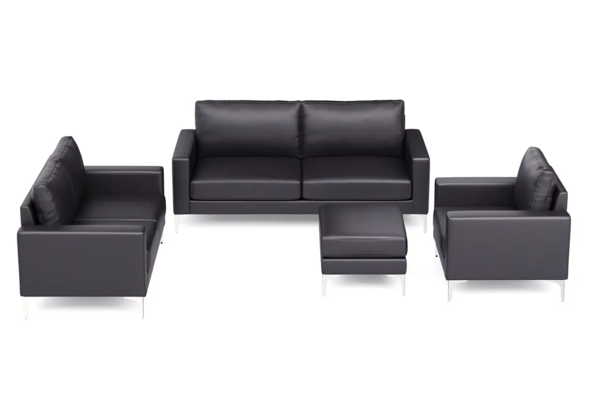 Sofa Set Leder LEX schwarz