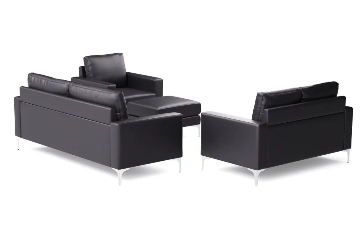 Sofa Set Leder LEX schwarz