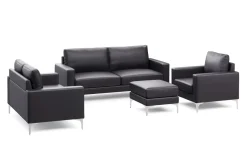 Sofa Set Leder LEX schwarz