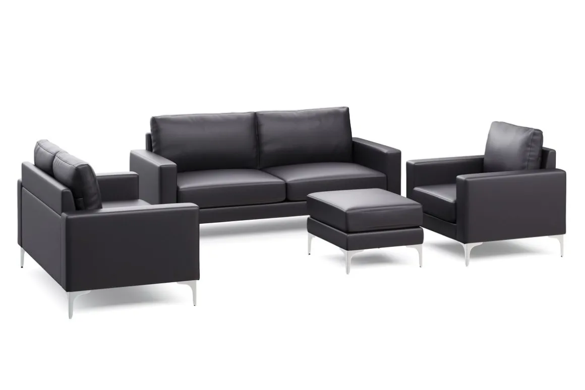 Sofa Set Leder LEX schwarz