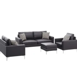 Sofa Set Leder LEX schwarz