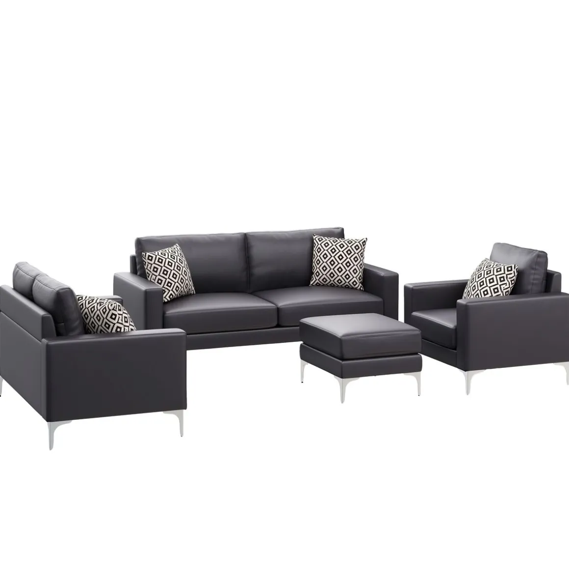 Sofa Set Leder LEX schwarz
