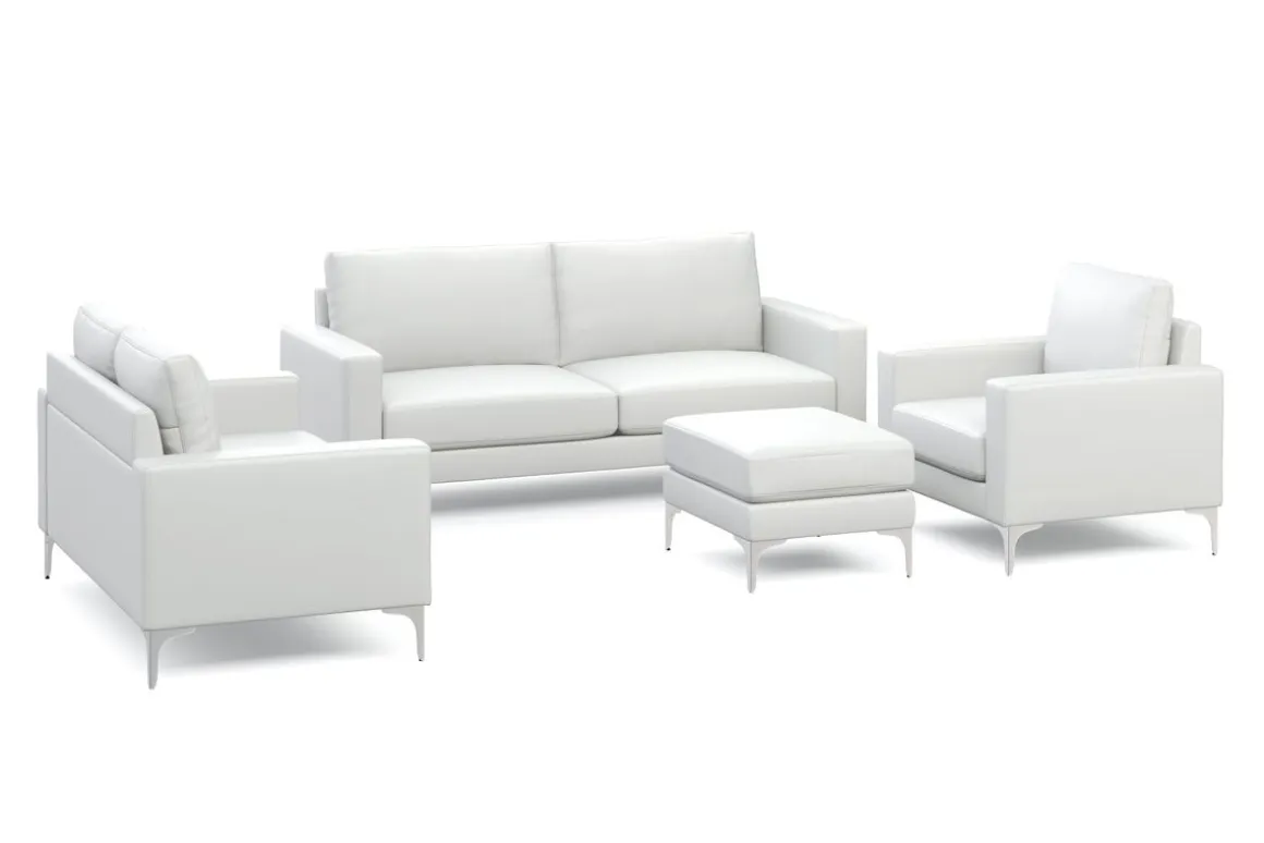 Sofa Set Leder LEX weiss