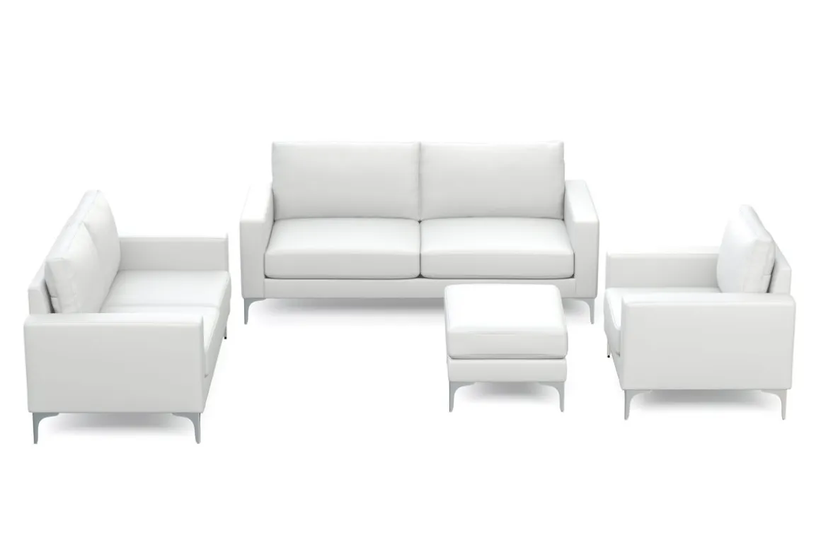 Sofa Set Leder LEX weiss