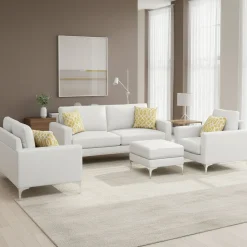 Sofa Set Leder LEX weiss