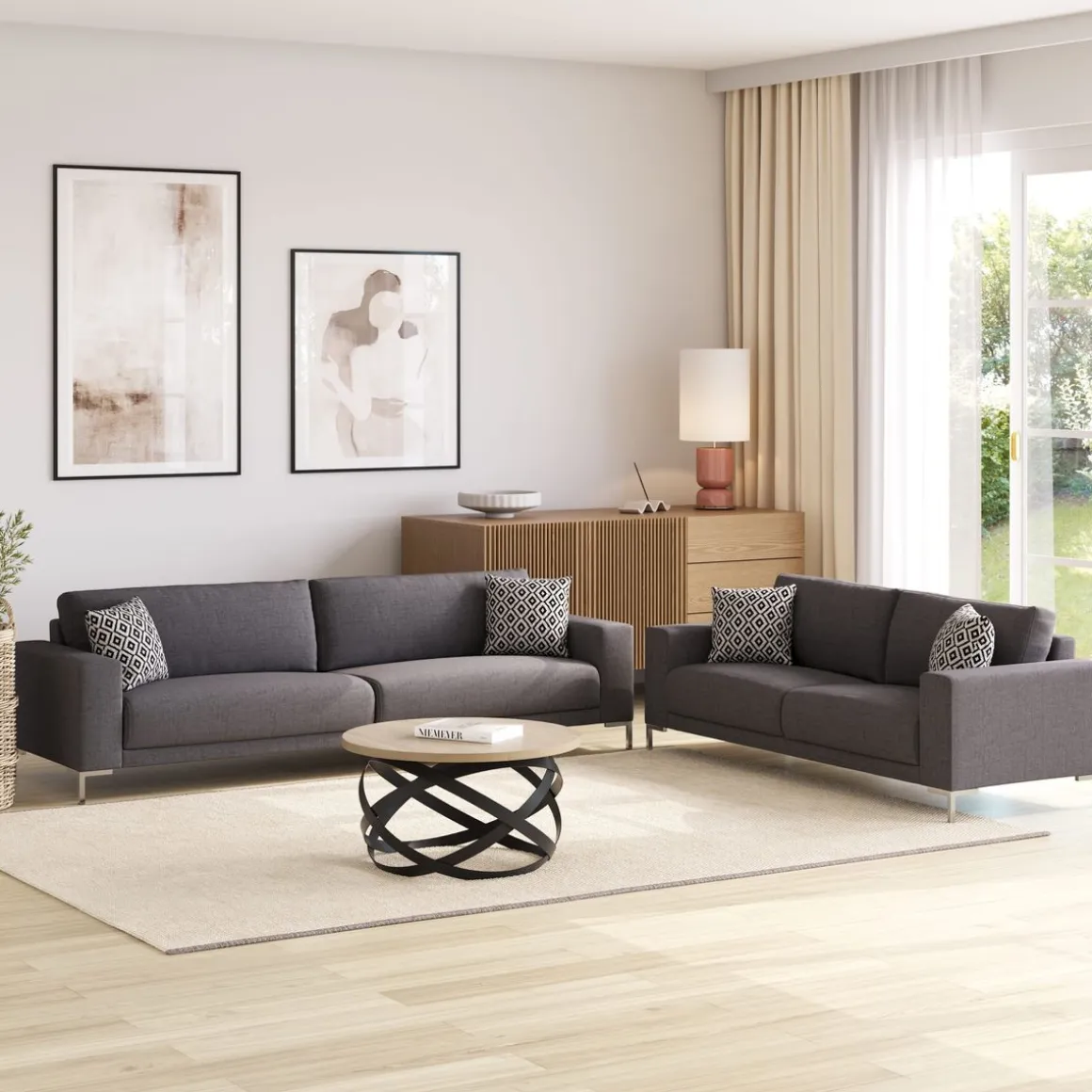 Sofa Set NOREEN anthrazit