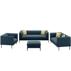 Sofa Set Samt ATTILA blau