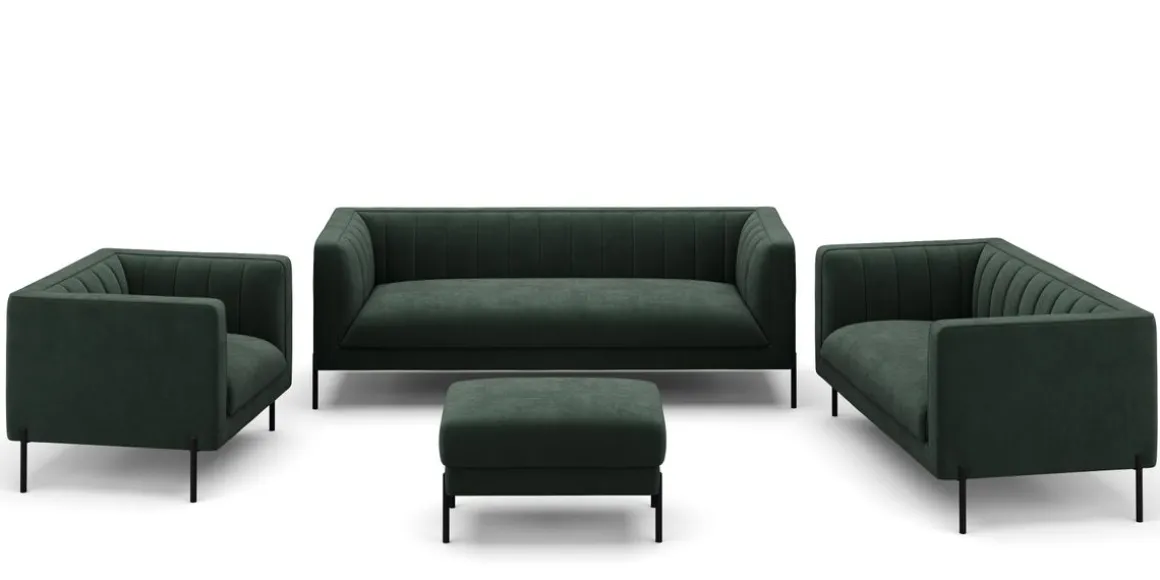 Sofa Set Samt ATTILA dunkelgrün