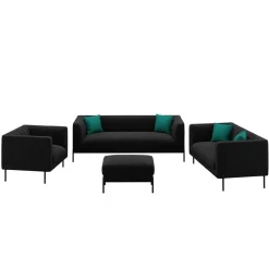 Sofa Set Samt ATTILA schwarz