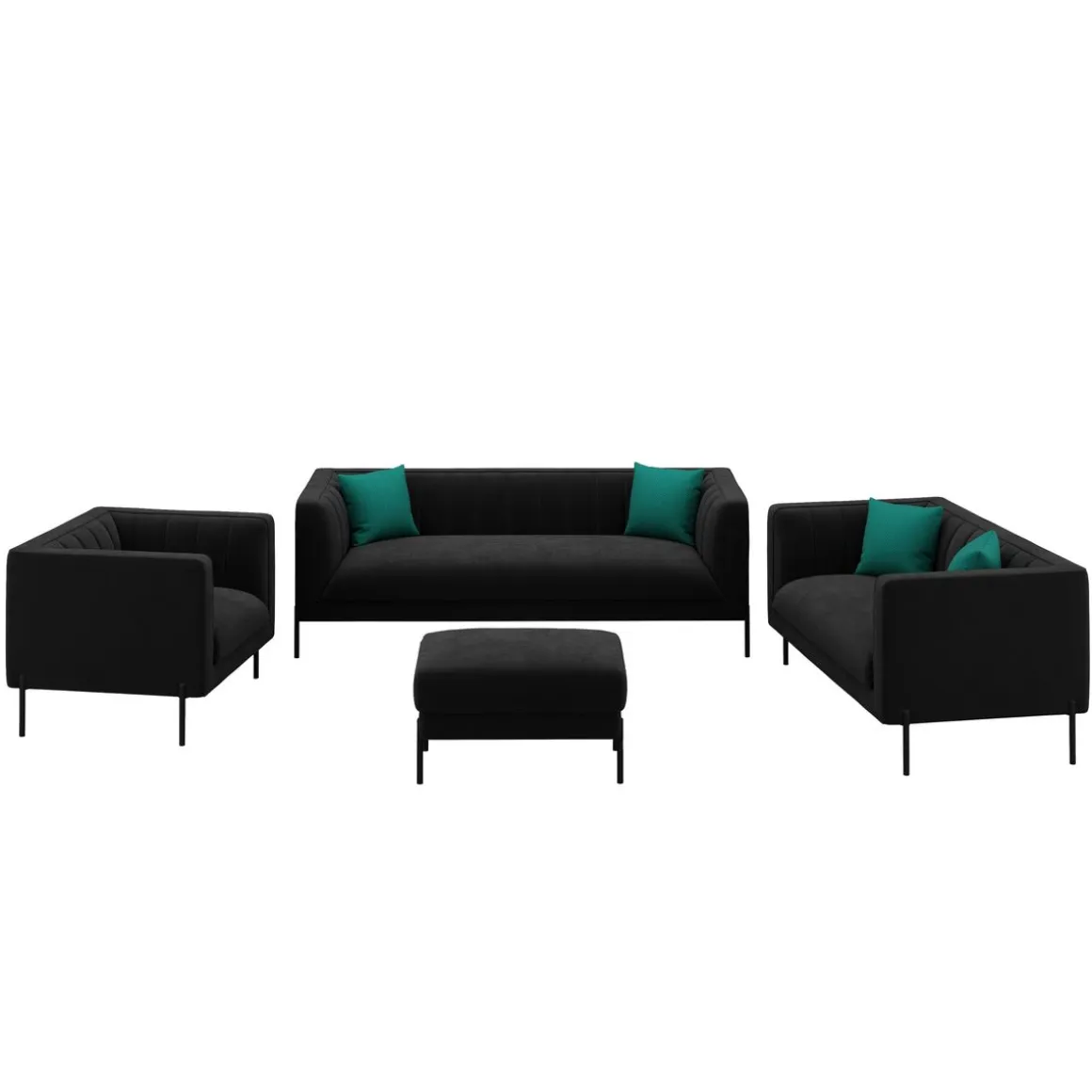 Sofa Set Samt ATTILA schwarz
