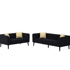 Sofa Set Samt MERLIN anthrazit