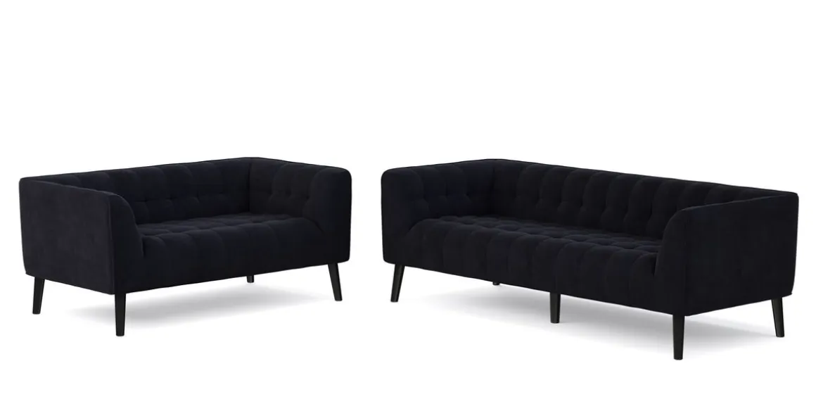 Sofa Set Samt MERLIN anthrazit