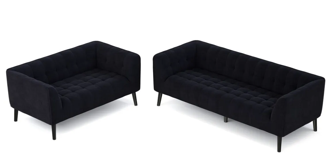 Sofa Set Samt MERLIN anthrazit