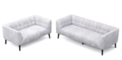 Sofa Set Samt MERLIN grau